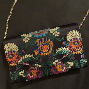 Black jewel toned brocade bag